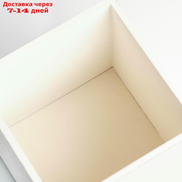 Кашпо - ящик деревянный "Прованс" 13,5х13,5х30 см бежевый - фото 3 - id-p218621547