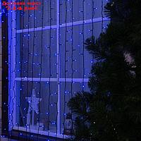 Гирлянда "Занавес" 2 х 6 м , IP44, УМС, тёмная нить, 1440 LED, свечение синее, 220 В