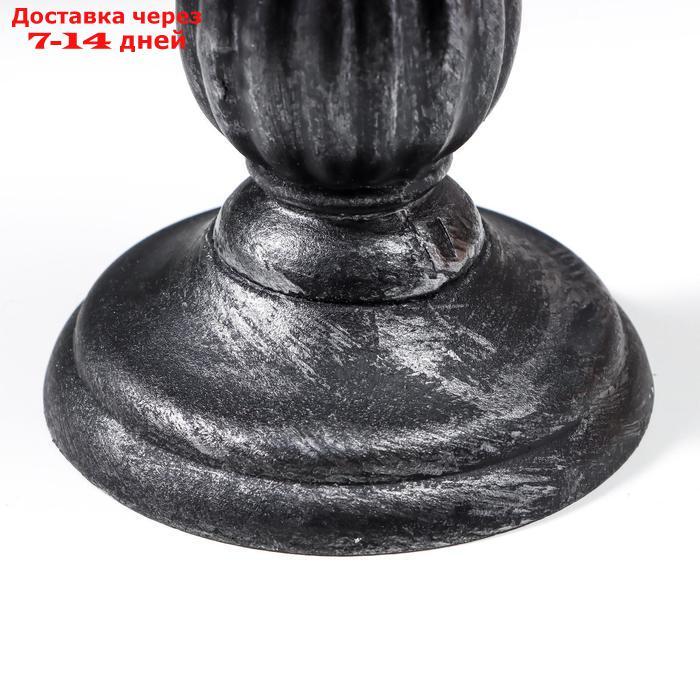 Подсвечник дерево на 1 свечу "Фердинанд" чёрный с серебристой патиной 17х10,5х10,5 см - фото 3 - id-p218619648