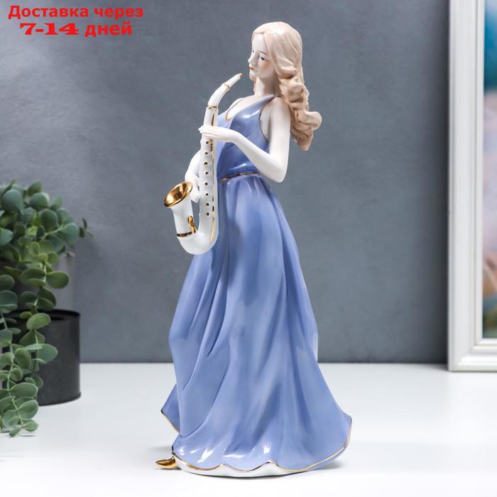 Сувенир керамика "Девушка в голубом сарафане, с саксафоном" 34 см - фото 3 - id-p218620621