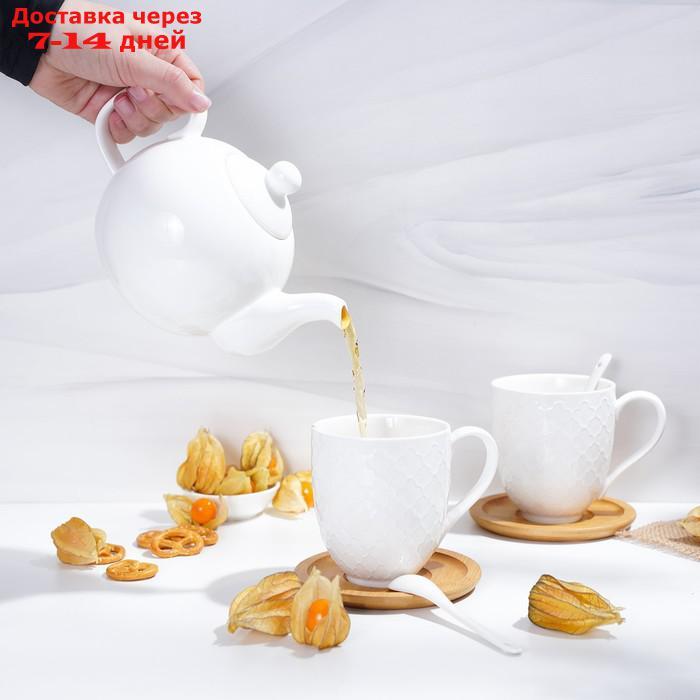Набор чайный "Эстет", 6 предметов: 2 чашки 350 мл, 2 деревянных блюдца, 2 ложки - фото 2 - id-p218620627