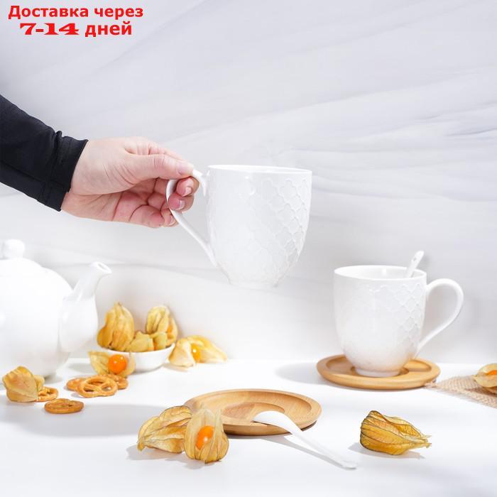 Набор чайный "Эстет", 6 предметов: 2 чашки 350 мл, 2 деревянных блюдца, 2 ложки - фото 10 - id-p218620627