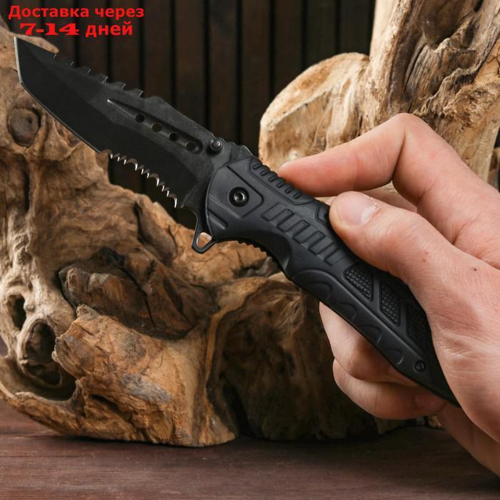 Нож складной полуавтоматический черный, 21,5см, клинок 9см - фото 9 - id-p218619795