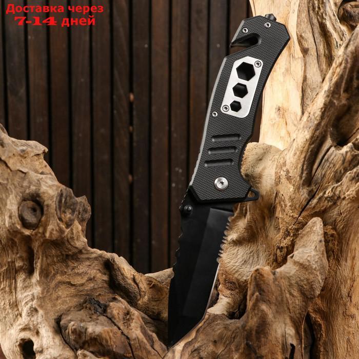 Нож складной полуавтоматический, со стропорезом 20см, клинок 8,3см - фото 1 - id-p218619796