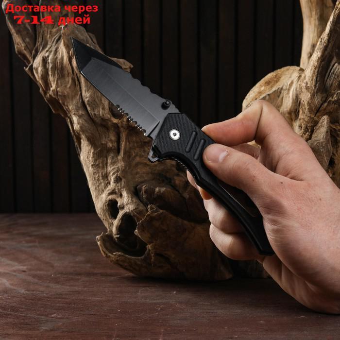 Нож складной полуавтоматический, со стропорезом 20см, клинок 8,3см - фото 2 - id-p218619796
