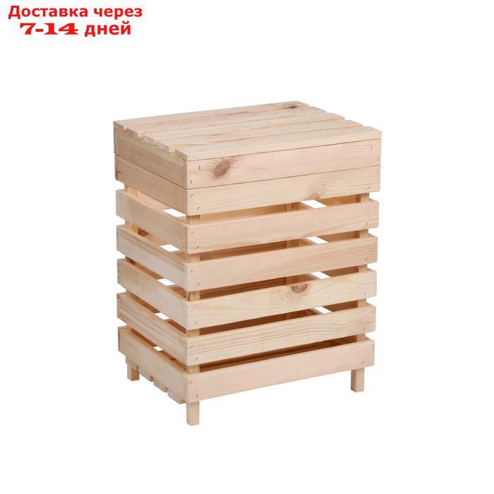 Ящик для овощей и фруктов, 30 × 40 × 50 см, деревянный, с крышкой - фото 1 - id-p218620134
