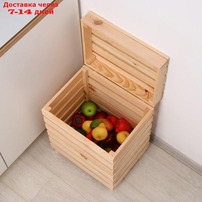 Ящик для овощей и фруктов, 30 × 40 × 50 см, деревянный, с крышкой - фото 10 - id-p218620134