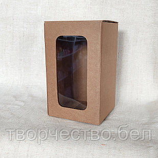 Коробка крафт с окошком №7, 9х9х15 см