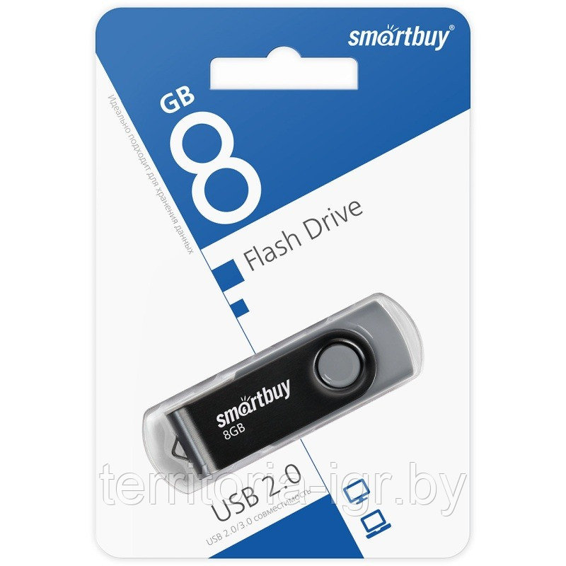 USB-накопитель 8Gb Twist SB008GB2TWK черный Smartbuy - фото 1 - id-p218641329