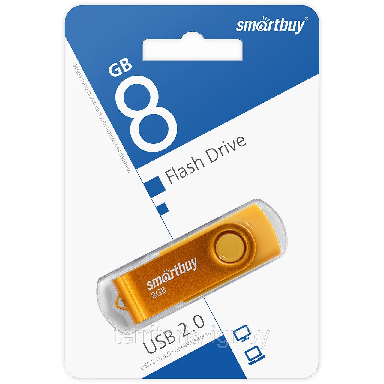 USB-накопитель 8Gb Twist SB008GB2TWY желтый Smartbuy - фото 1 - id-p218641347