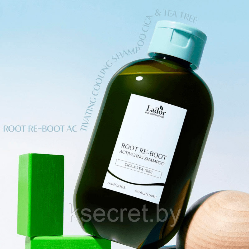 Шампунь против выпадения для жирной кожи головы Lador Root Re-Boot Activating Shampoo Cica Tea Tree 300мл - фото 2 - id-p218649215