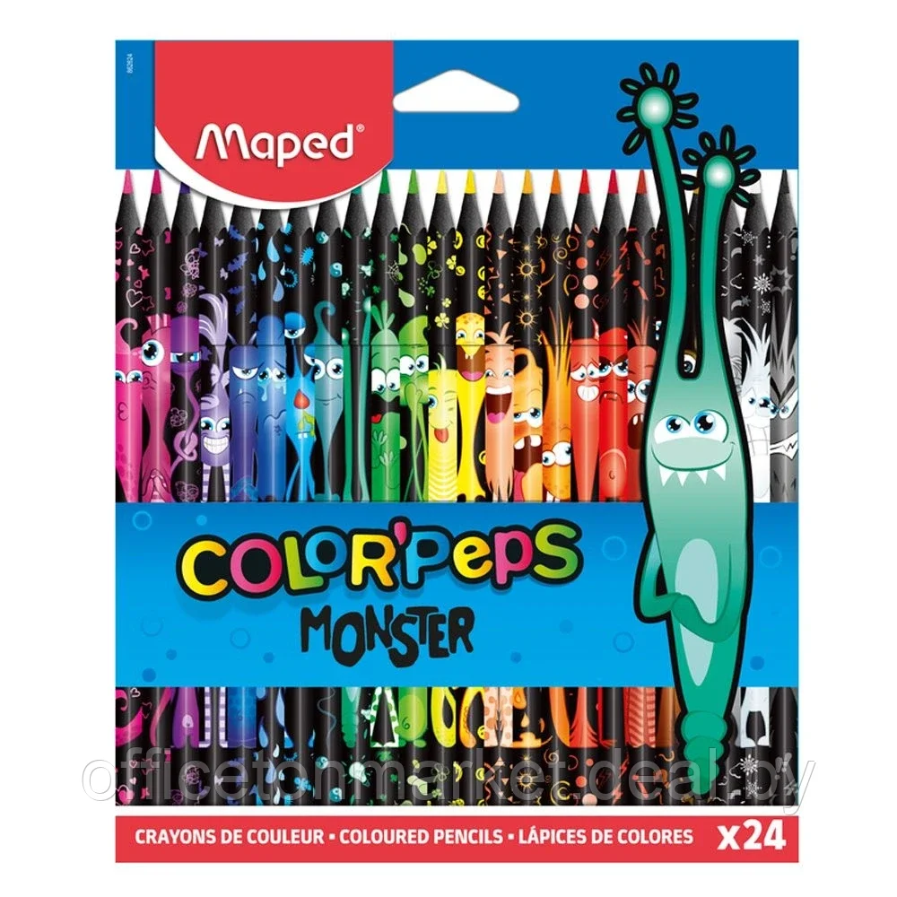 Цветные карандаши Maped "Color' Peps Monster", 24 цвета - фото 1 - id-p191015870