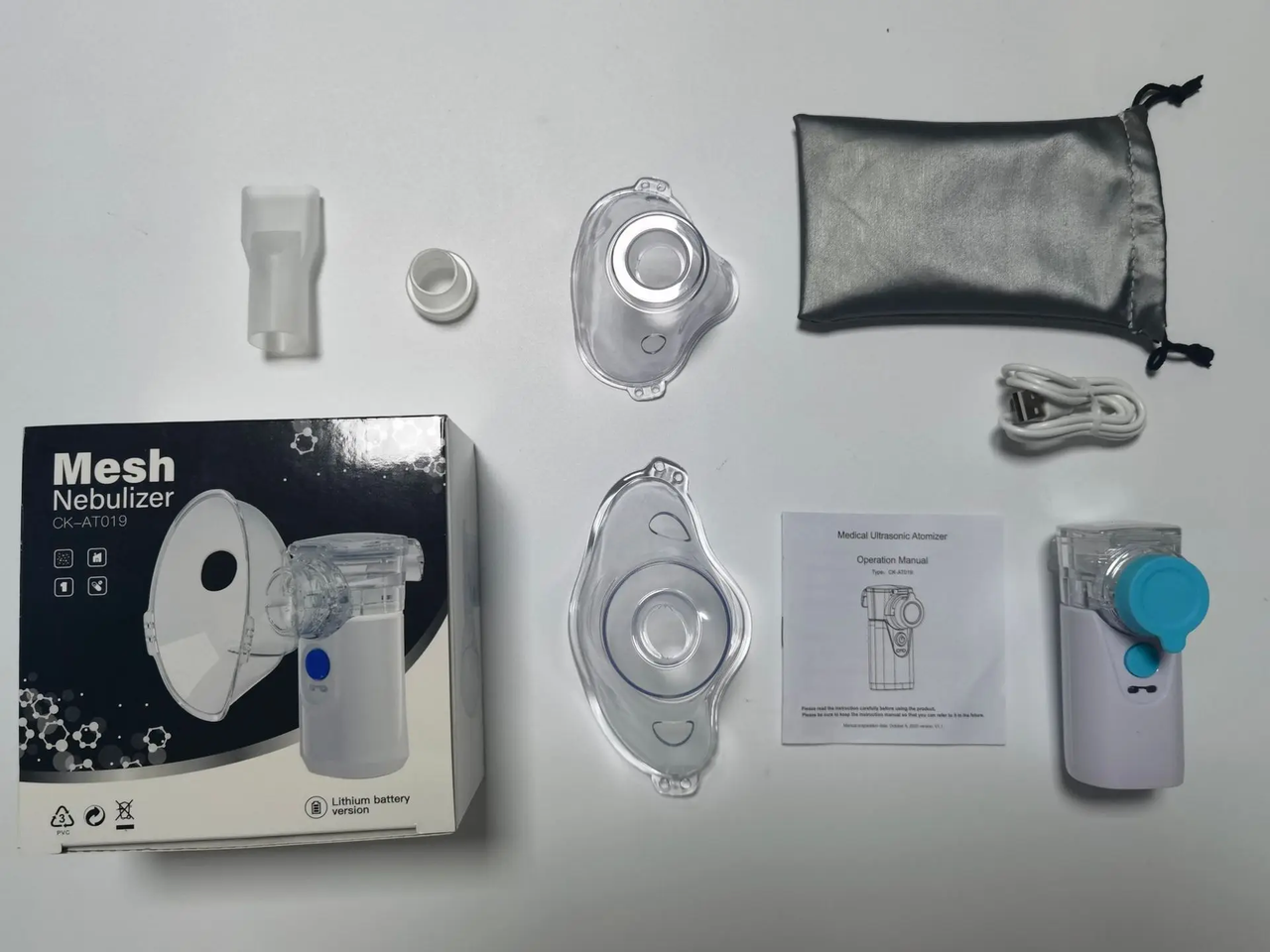 Компактный бесшумный ультразвуковой ингалятор Medical MESH Nebulizer CK-AT019 с насадками для детей и взрослых - фото 10 - id-p218658589