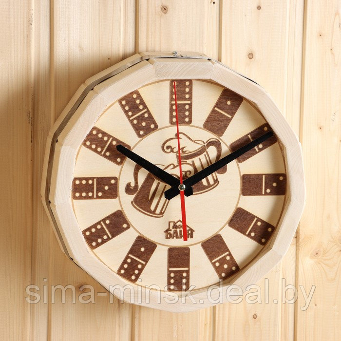 Часы-Бочонок "Домино" малые светлые (27 см) - фото 1 - id-p218659350