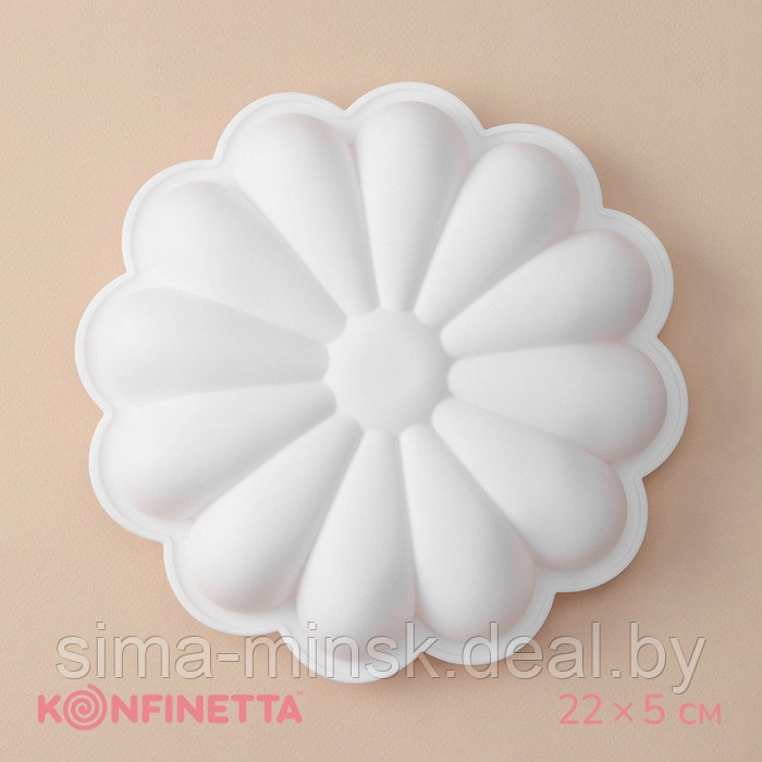 Форма силиконовая для муссовых десертов и выпечки Доляна «Ромашка», 22×5 см, цвет белый - фото 1 - id-p218661008
