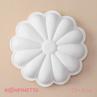 Форма силиконовая для муссовых десертов и выпечки Доляна «Ромашка», 22×5 см, цвет белый