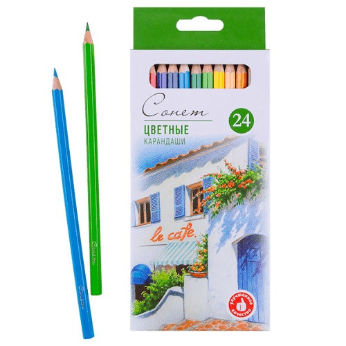 Сонет Набор профессиональных цветных карандашей, 24 цвета