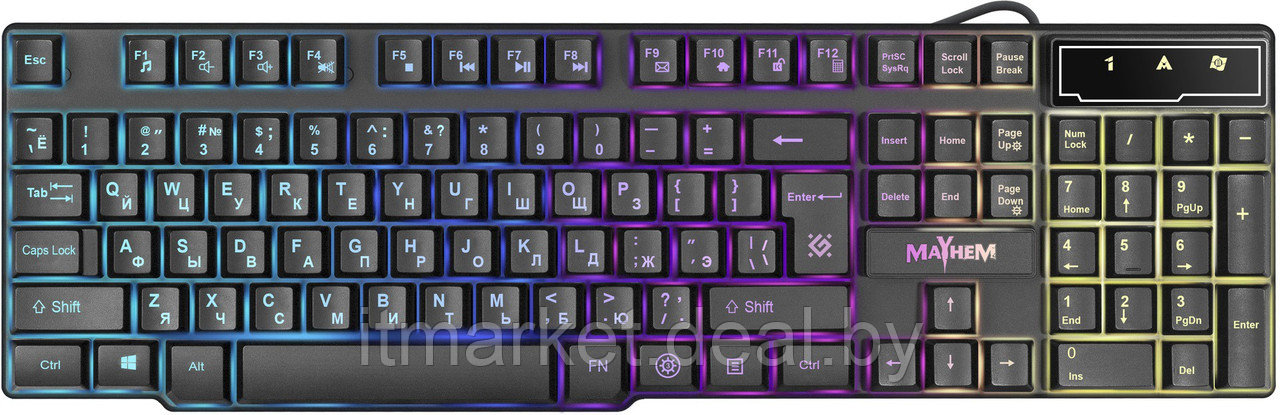 Клавиатура Defender Mayhem GK-360DL (45360) Black (USB, игровая, с подсветкой) - фото 1 - id-p218663023