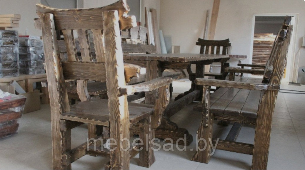 Набор садовой и банной мебели из массива сосны "Хуторянин №5" 2,5 метра 7 предметов - фото 1 - id-p218664539