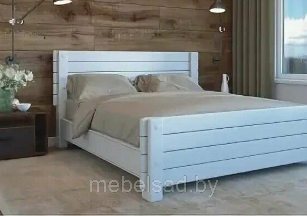 Кровать деревянная рустикальная "Сельская №2" Ш1400мм*Д2000мм - фото 1 - id-p218664632