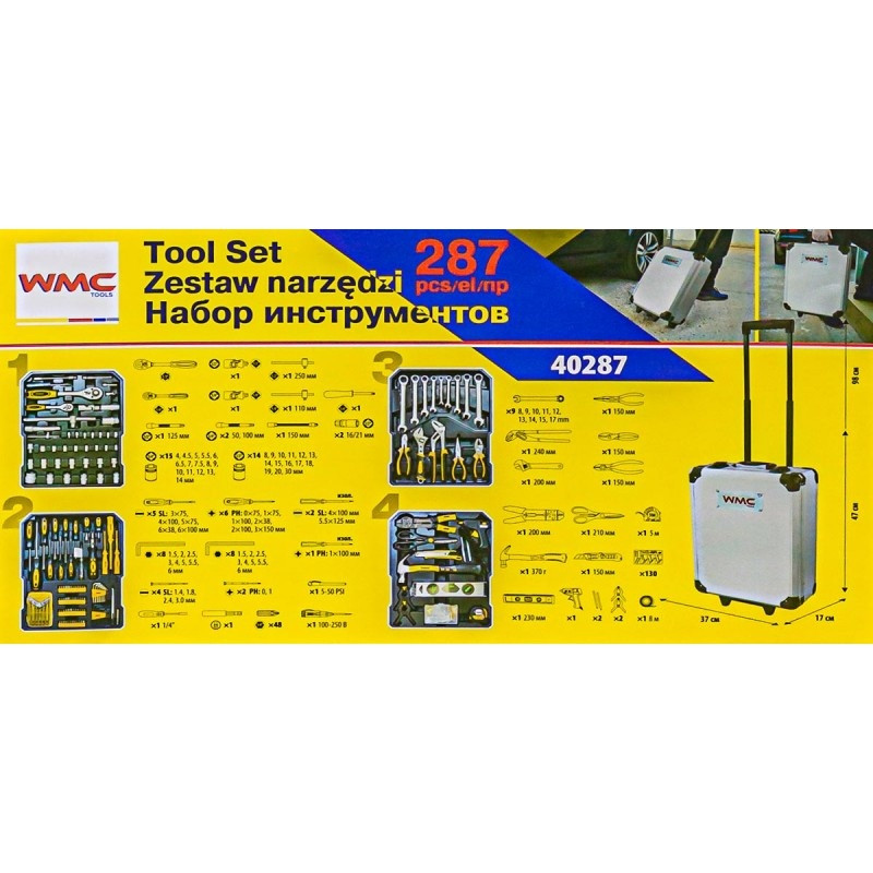 Набор инструментов в алюминиевом кейсе (287 предметов) WMC TOOLS WMC-40287 - фото 5 - id-p218664617
