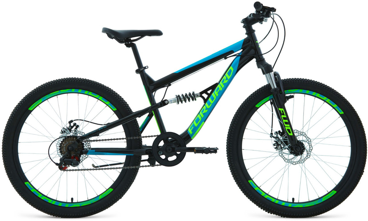 Горный велосипед двухподвесной Forward RAPTOR 24 2.0 disc (15 quot; рост) черный/фиолетовый 2021 год - фото 1 - id-p218668047