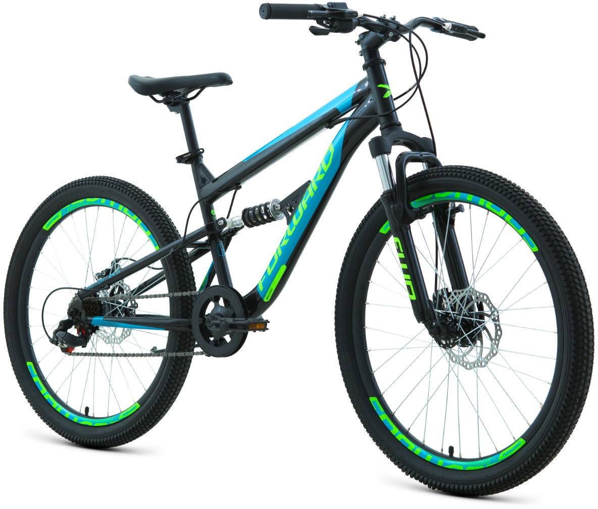 Горный велосипед двухподвесной Forward RAPTOR 24 2.0 disc (15 quot; рост) черный/фиолетовый 2021 год - фото 2 - id-p218668047