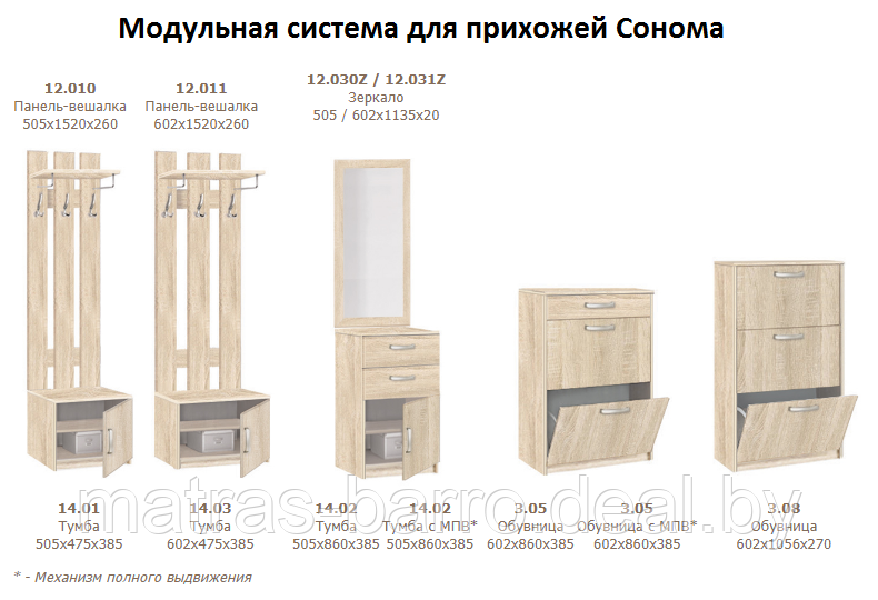 Угловая модульная прихожая Сонома-2 дуб сонома - фото 5 - id-p218679678