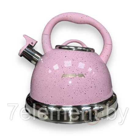 Чайник универсальный из нержавеющей стали SA-308 3 литра, чайник металлический со свистком розовый - фото 1 - id-p218603345