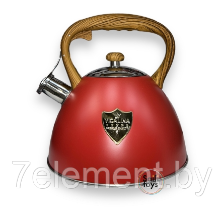 Чайник универсальный из нержавеющей стали SA-306 3 литра, чайник металлический со свистком красный - фото 1 - id-p218603346