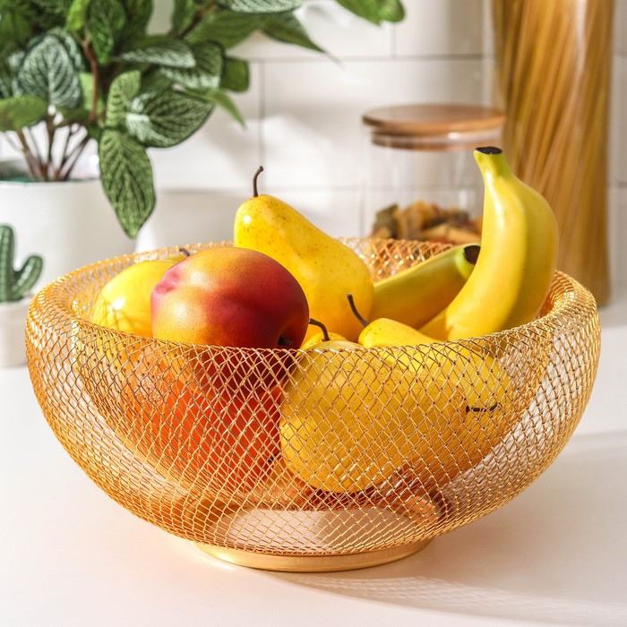 Ваза для фруктов «Сплетение», 30×30×13, цвет золотой - фото 1 - id-p218716023