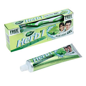 Зубная паста гелевая Дабур АЛОЭ ВЕРА Dabur FRESH GEL ALOE без фтора со щеткой в комплекте, 150 гр