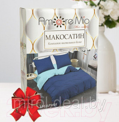 Комплект постельного белья Amore Mio Мако-сатин Аквамарин Микрофибра Евро / 23518 - фото 6 - id-p218753432