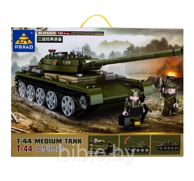 Детский конструктор Военный танк T-44 KY82049, военная техника серия аналог лего lego Тяжелый танк першинг - фото 3 - id-p218767665