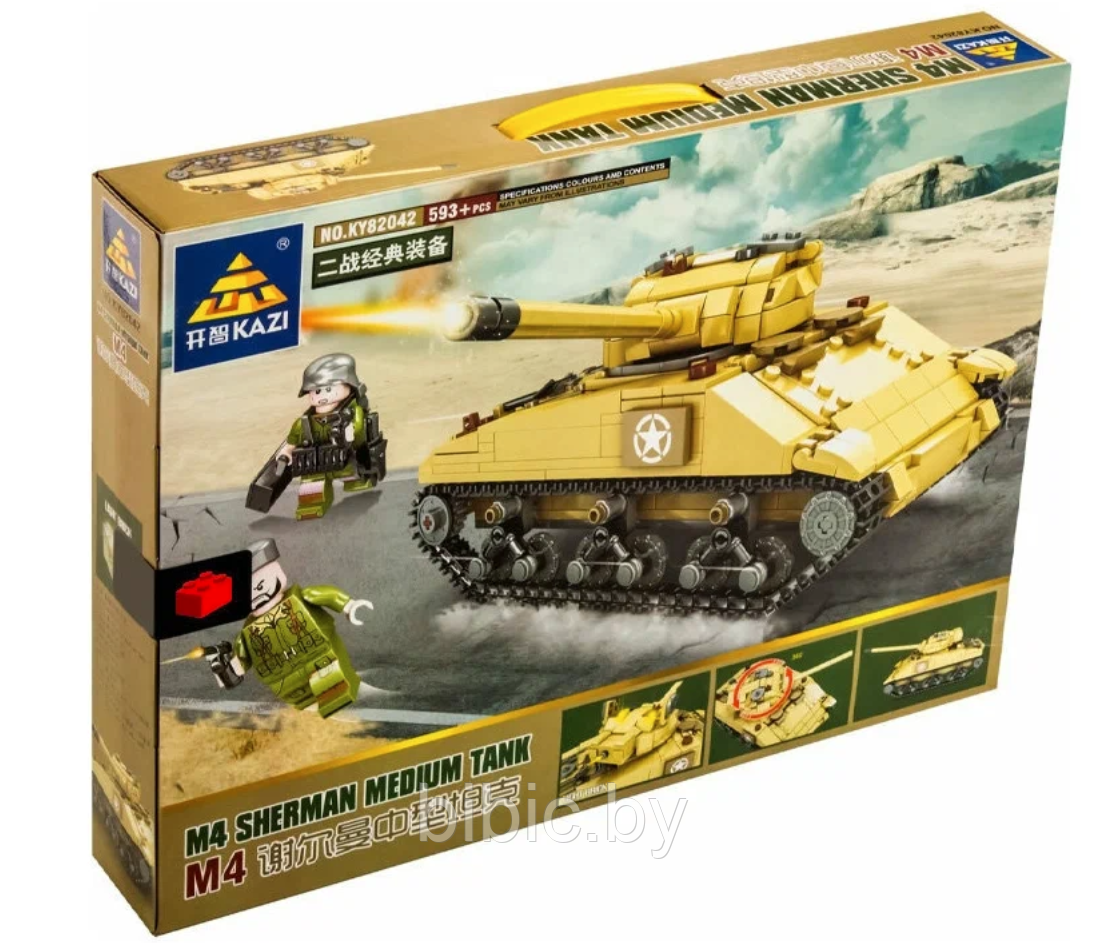 Детский конструктор Военный танк M4 KY82042, военная техника серия аналог лего lego Тяжелый танк першинг - фото 4 - id-p218771398