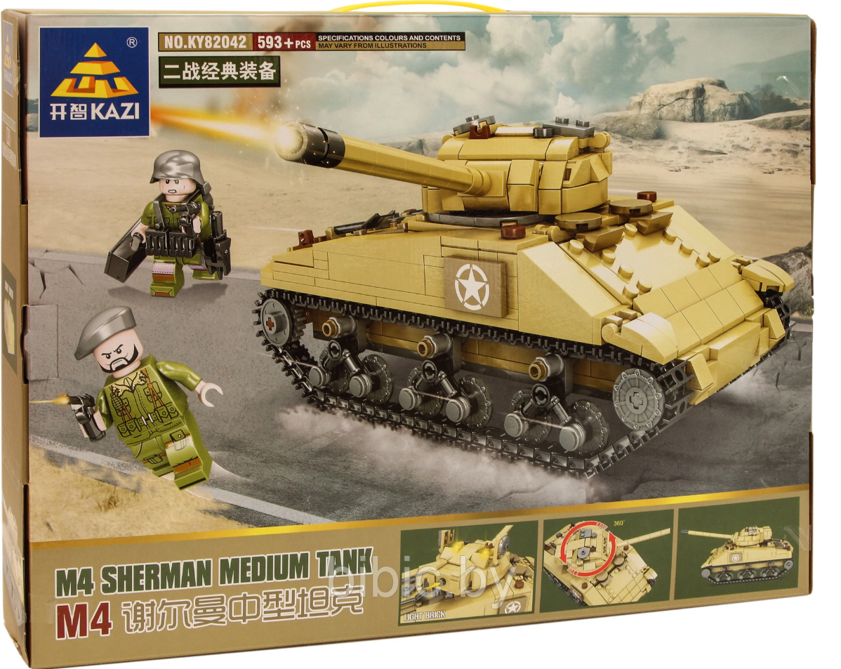 Детский конструктор Военный танк M4 KY82042, военная техника серия аналог лего lego Тяжелый танк першинг - фото 8 - id-p218771398