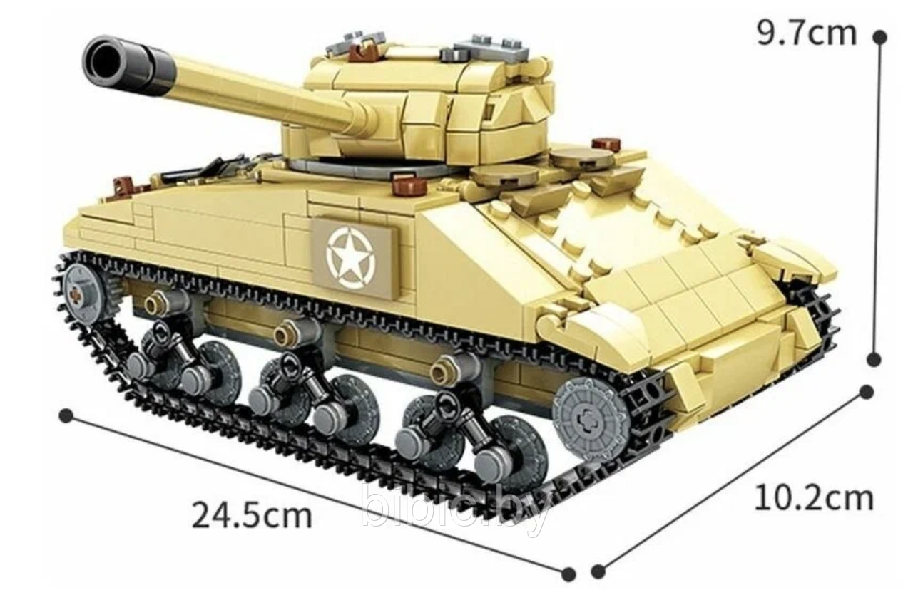Детский конструктор Военный танк M4 KY82042, военная техника серия аналог лего lego Тяжелый танк першинг - фото 9 - id-p218771398