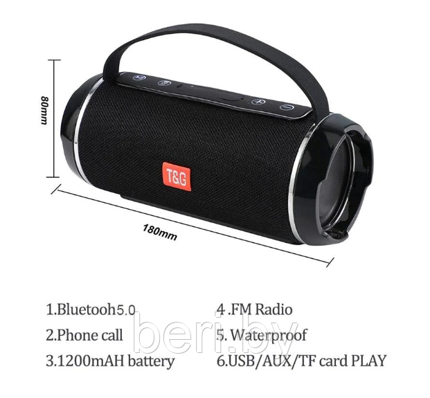TG-116 Портативная Bluetooth колонка T&G, FM-радио, разные цвета - фото 9 - id-p218775374