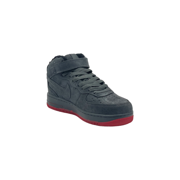 Nike Air Force Mid Suede Grey/Red Winter - фото 2 - id-p218624064