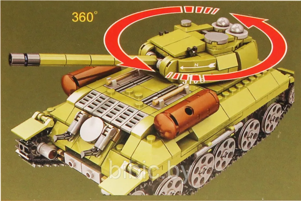 Детский конструктор Военный танк T-34 KY82043, военная техника серия аналог лего lego Тяжелый танк першинг - фото 6 - id-p218778782