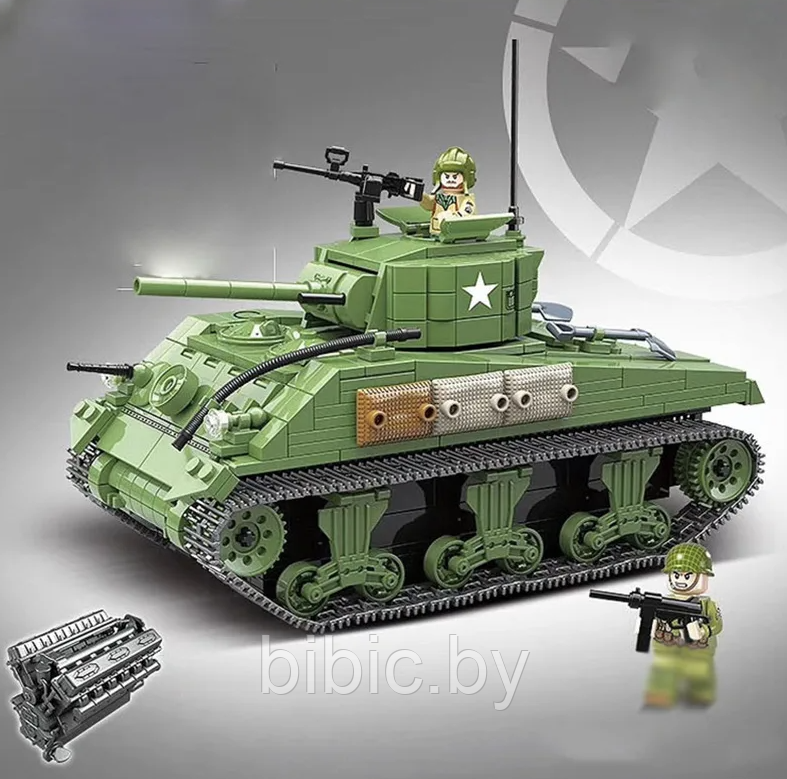 Детский конструктор Военный танк Шерман M4A1 100081, военная техника серия аналог лего lego Тяжелый танк - фото 3 - id-p218779970