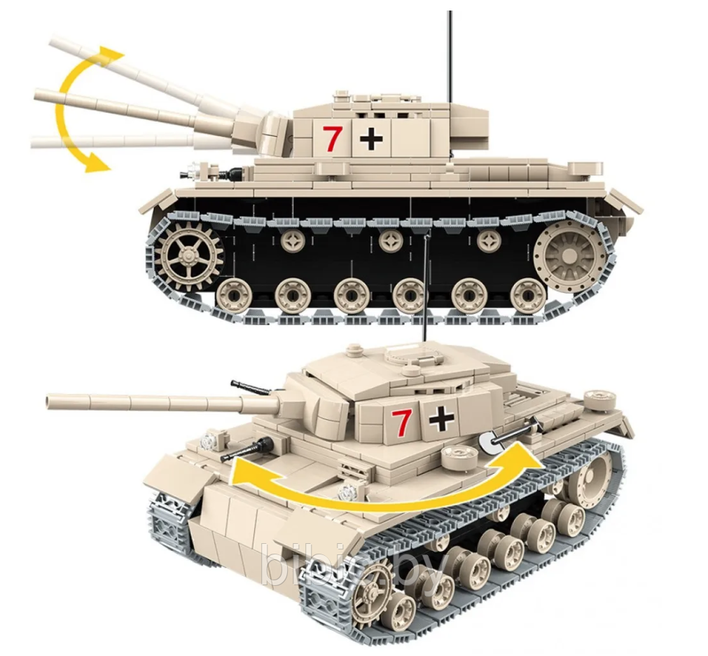 Детский конструктор Военный танк Panzerkampfwagen III 100067, военная техника серия аналог лего lego 711 дет. - фото 3 - id-p218779974