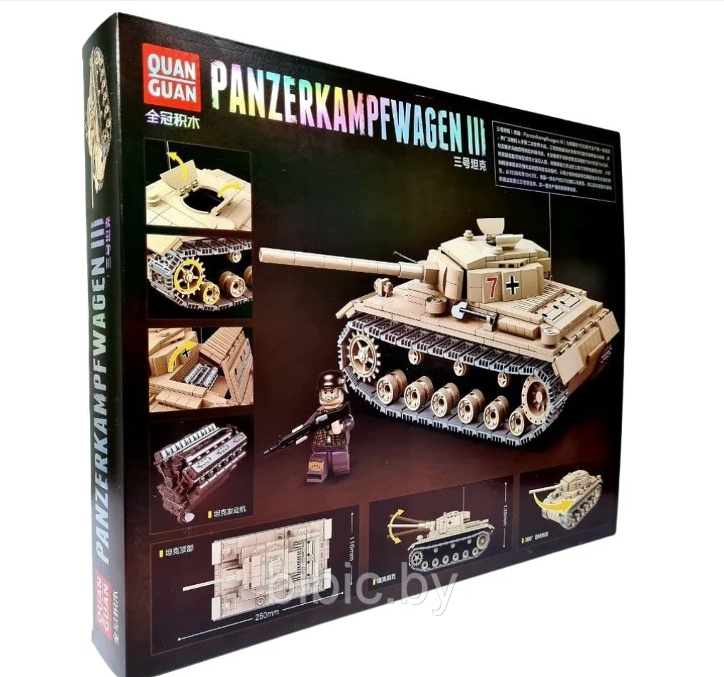 Детский конструктор Военный танк Panzerkampfwagen III 100067, военная техника серия аналог лего lego 711 дет. - фото 8 - id-p218779974