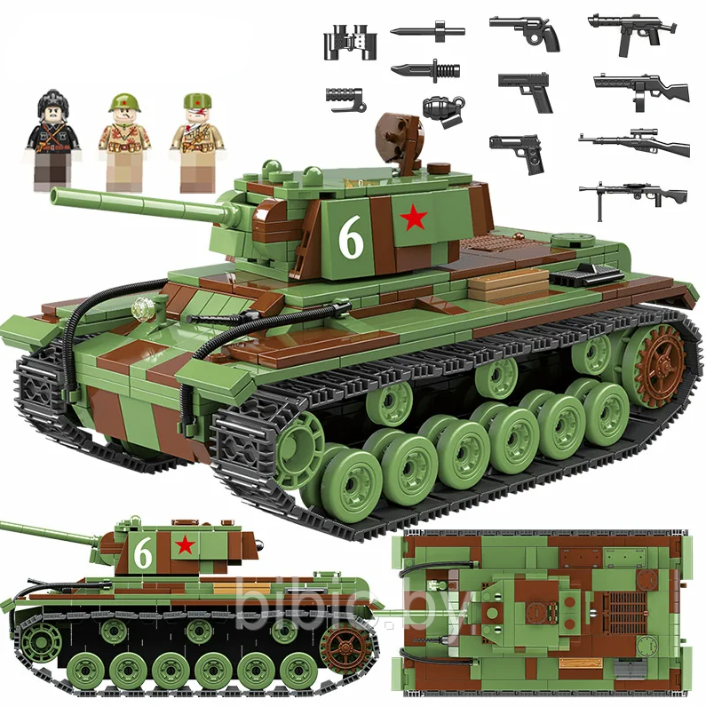 Детский конструктор Военный танк Quanguan КВ-1 100070, военная техника серия аналог лего lego Тяжелый танк - фото 4 - id-p218779976