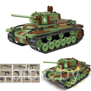 Детский конструктор Военный танк Quanguan КВ-1 100070, военная техника серия аналог лего lego Тяжелый танк - фото 9 - id-p218779976