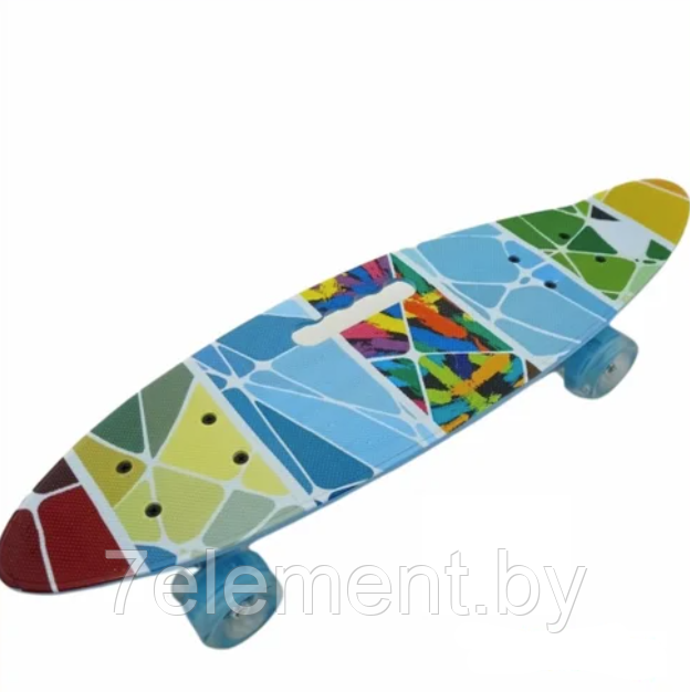 Детский скейт 885 с ручкой и рисунком принтом, пенни борд Penny board скейтборд для мальчиков и девочек принт - фото 3 - id-p218602792