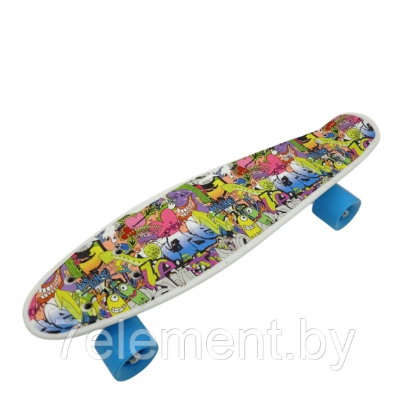 Детский скейт граффити, с рисунком принтом, полиуретановые колеса, пенни борд Penny board скейтборд для детей - фото 1 - id-p218602808