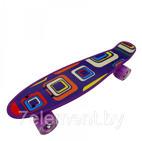 Детский скейт 126 светящиеся колеса граффити, с рисунком принтом, пенни борд Penny board скейтборд для детей - фото 5 - id-p218602800