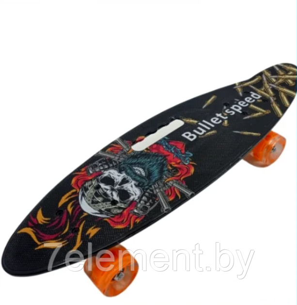 Детский скейт 885 с ручкой и рисунком принтом, пенни борд Penny board скейтборд для мальчиков и девочек принт - фото 1 - id-p218602787