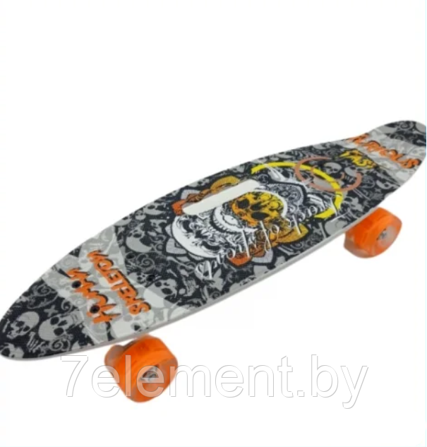 Детский скейт 885 с ручкой и рисунком принтом, пенни борд Penny board скейтборд для мальчиков и девочек принт - фото 6 - id-p218602787